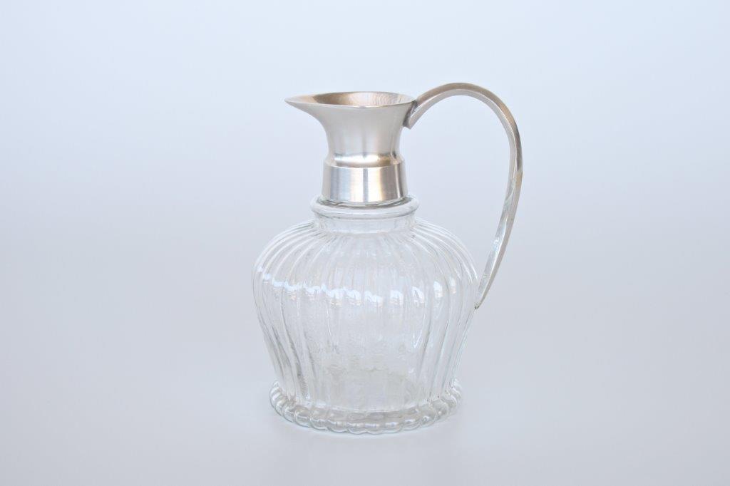 Decorative Small Pewter & Glass Jug